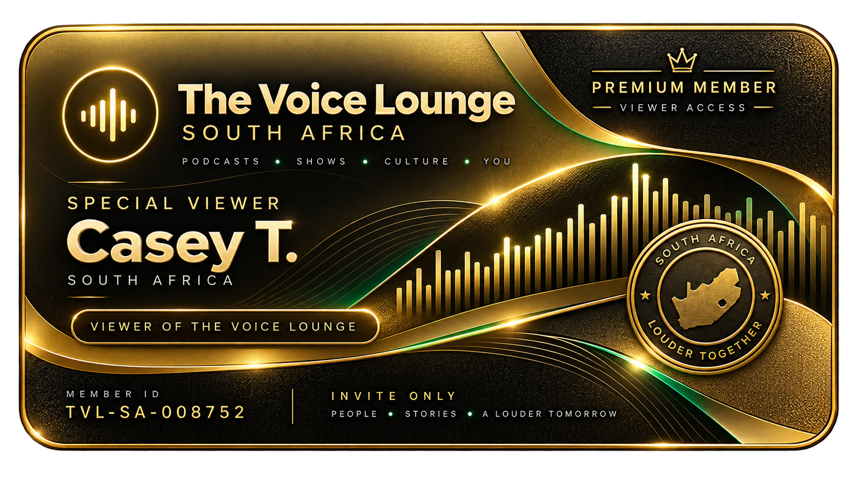 Casey T. Voice Lounge Premium member card